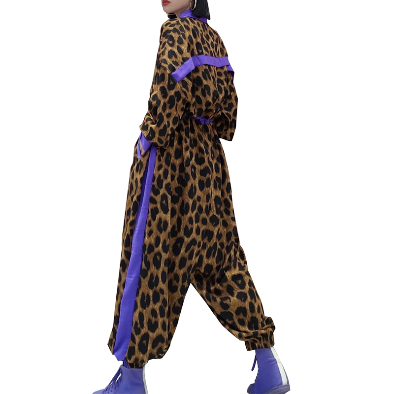 SS23115 Recycled Polyester Leopard print baggy loose Playsuit Jumpsuit (2)