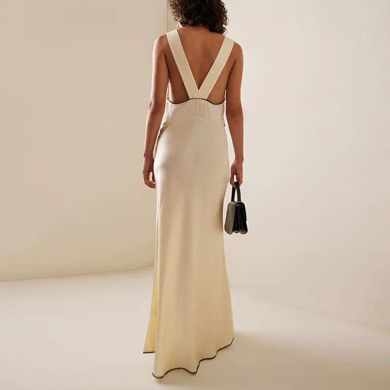 749  Lace-Trimmed Cutout Silk Maxi Dress