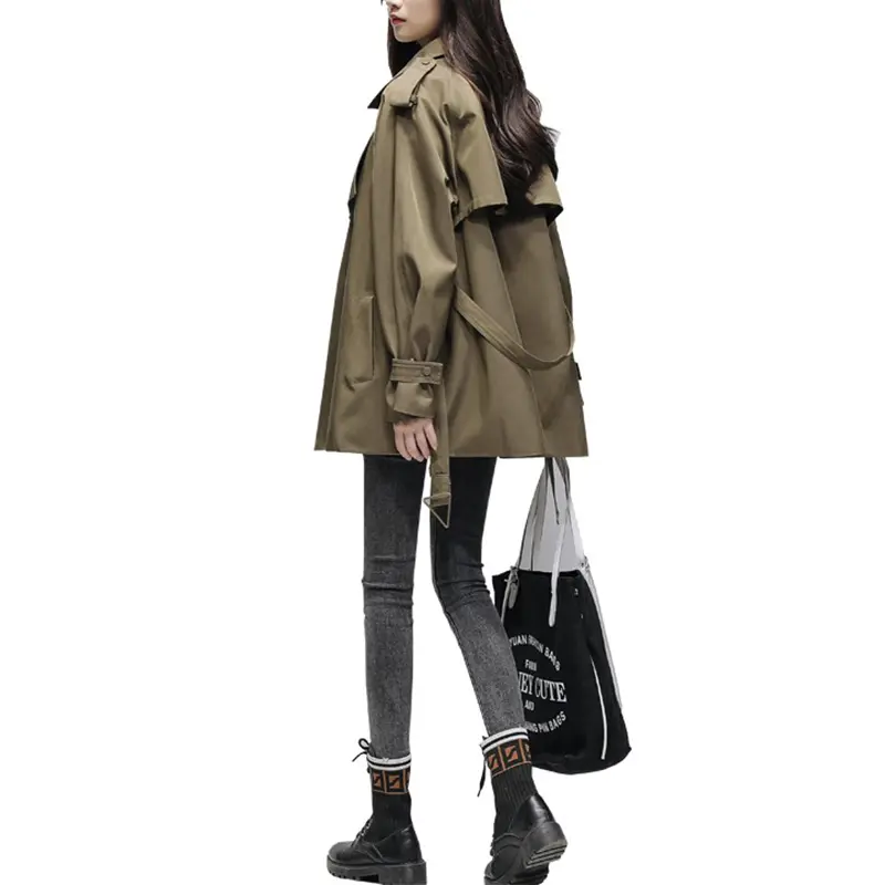SS23105 Cotton Poplin Llaped Neck Mid Length Jakcet coat (1)