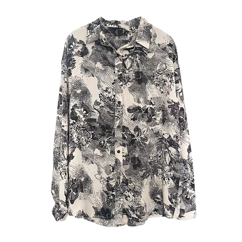 SS2304 Cotton ink digital print long sleeve womens blouse shirts (4)