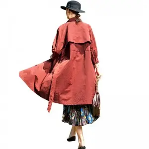 SS23106 Cotton Blend blet Loose stand neck Raglan mid sleeve coat Jacket
