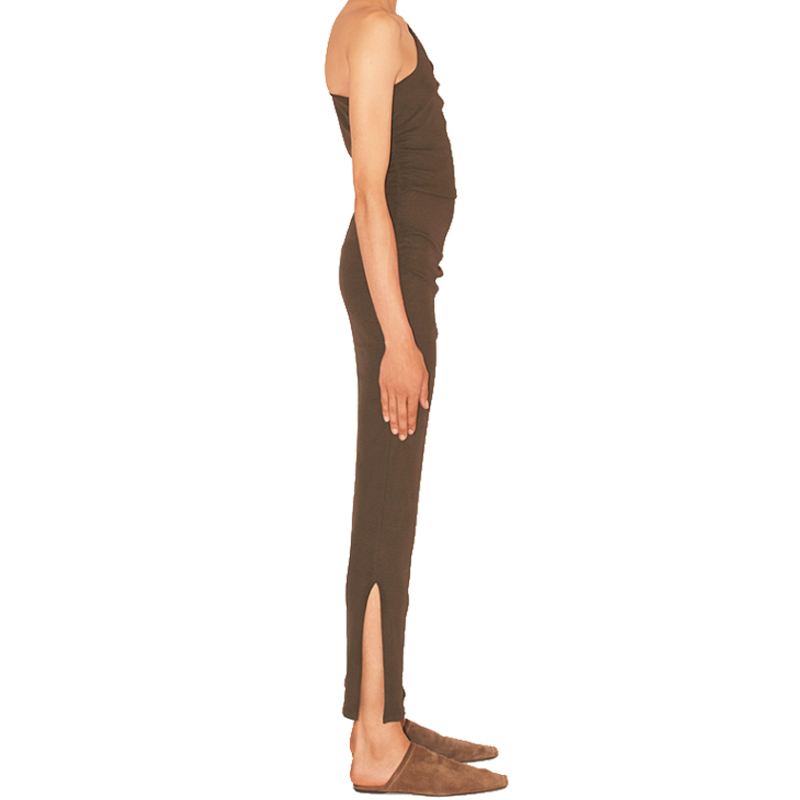 SS2324 Tencel Blend Single Shoulder Slim Straight Dress (1)
