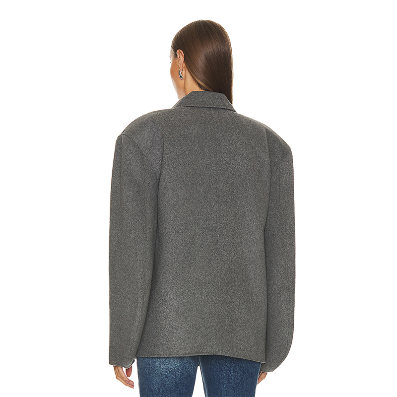 745 Wider Shoulder Wool blend big Lapel Blozer Jacket