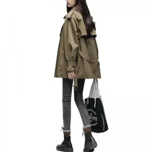 SS23105 Cotton Poplin Llaped Neck Mid Length Jakcet coat