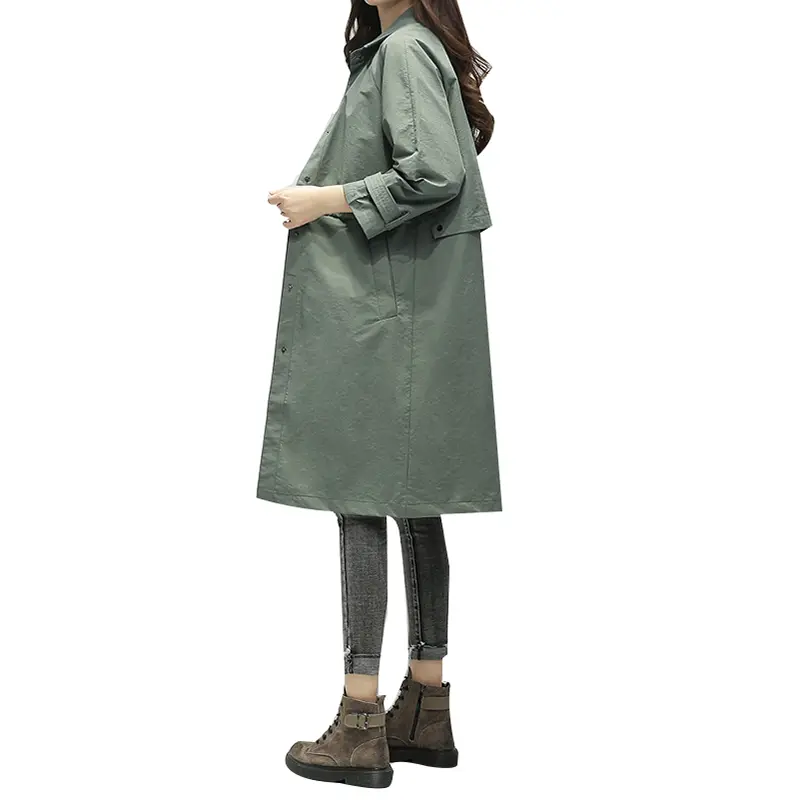 SS23103 Cotton Poplin be washed Shirt Neck long Jacket Coat