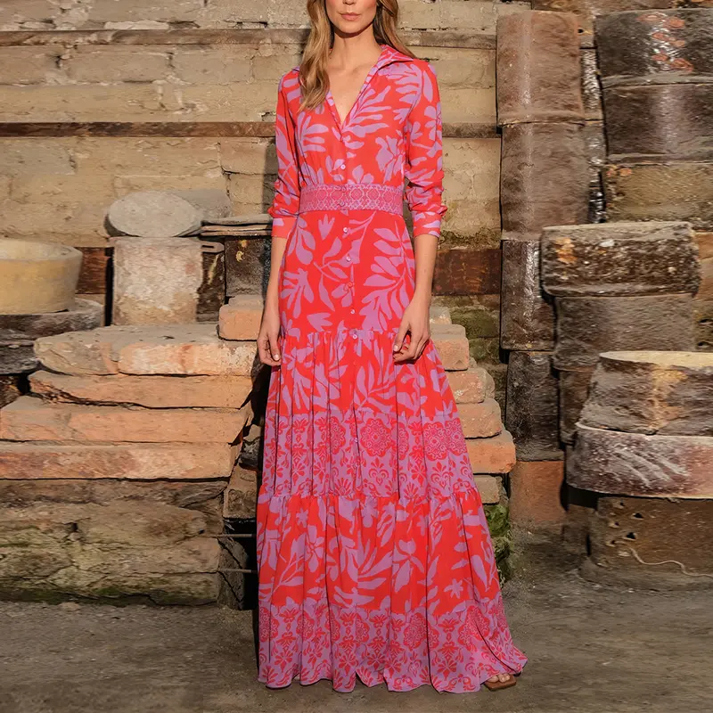 756 Andres Otalora Print Isidra Chiffon Maxi Dress
