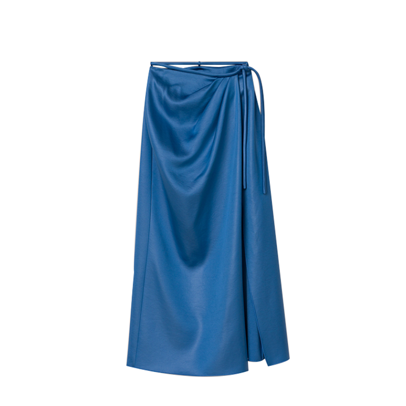 SS2327 Cupro V neck tied Crop top and Wrap tied skirts (1)