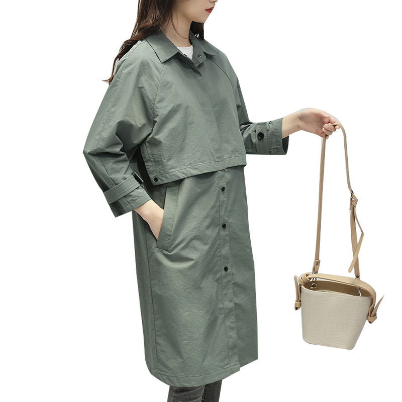 SS23103 Cotton Poplin be washed Shirt Neck long Jacket Coat (7)